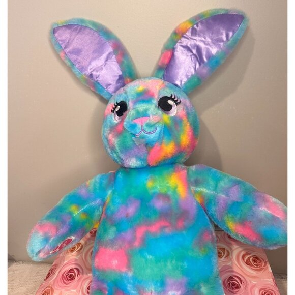 Build a Bear Tie Dye Easter Bunny Plush Satin Ears Stuffed Animal Sewn Eyes 21" - Picture 7 of 15